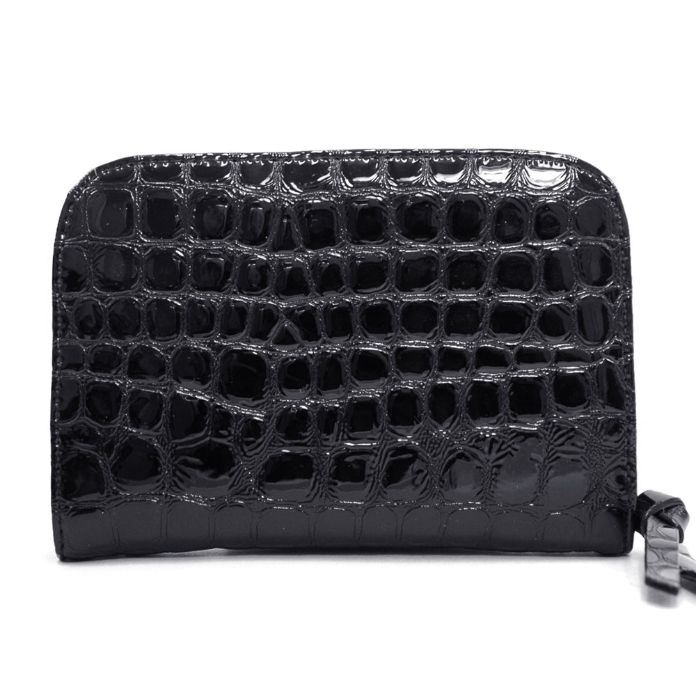 Dasein Women Italian Genuine Leather crocodile embossed Zip-Around Wallet