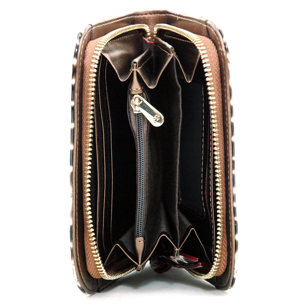 Dasein Women Italian Genuine Leather crocodile embossed Zip-Around Wallet