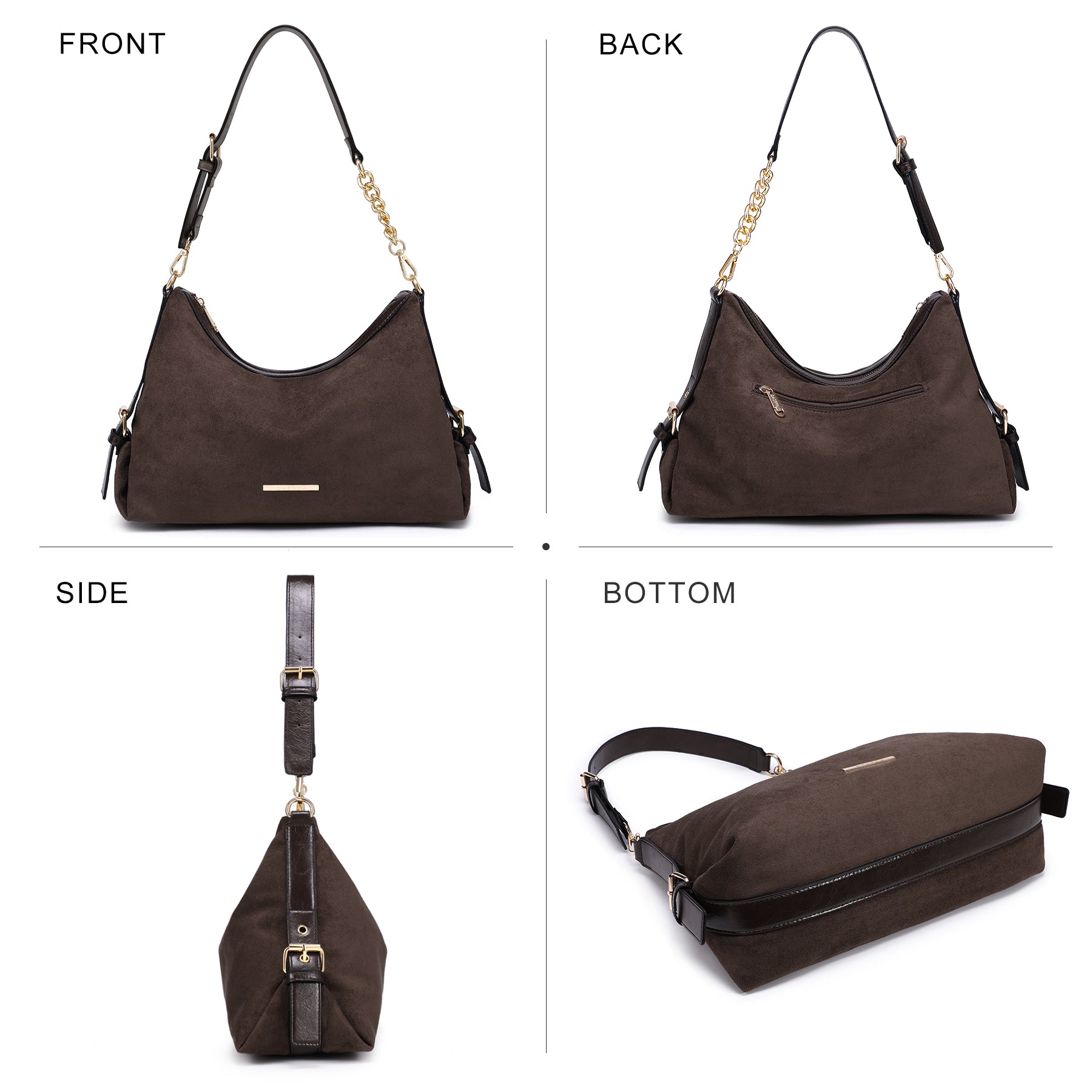 Womens Retro Hobo Bag Trendy Shoulder Purse Multi-Pocket Handbags Tote for Work/Shopping/Travel