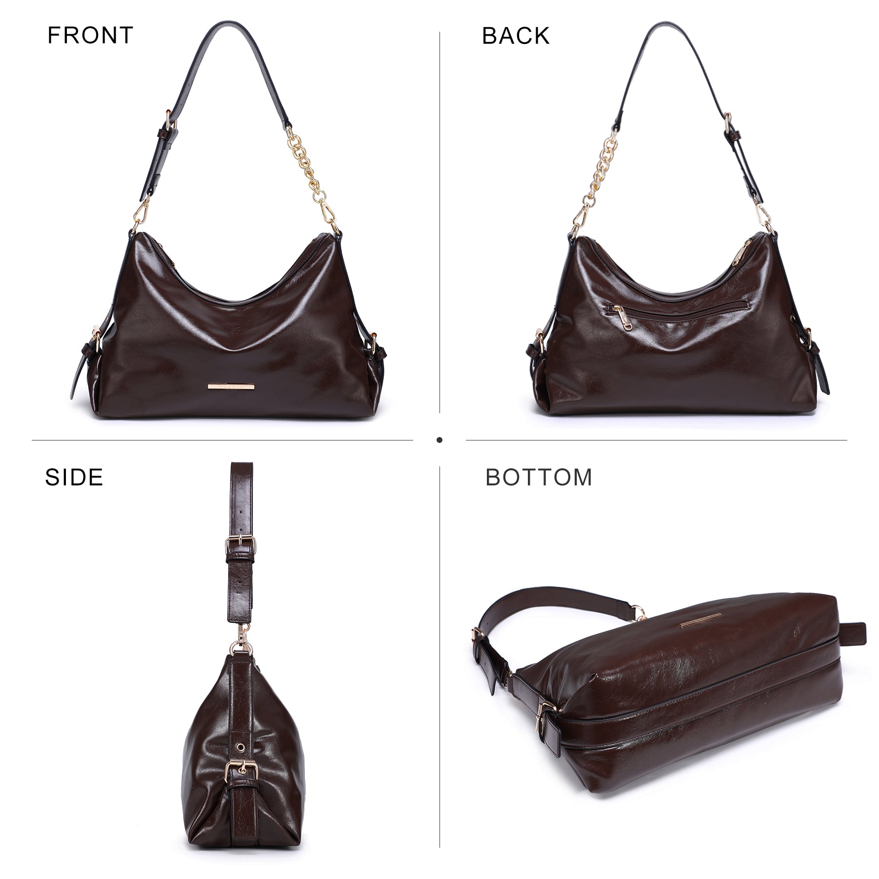 Womens Retro Hobo Bag Trendy Shoulder Purse Multi-Pocket Handbags Tote for Work/Shopping/Travel