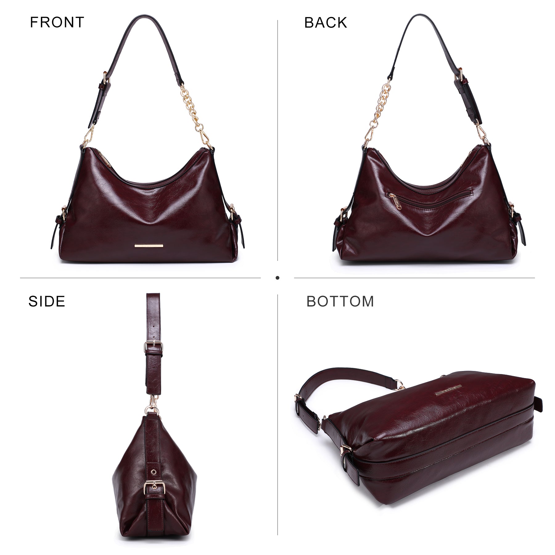 Womens Retro Hobo Bag Trendy Shoulder Purse Multi-Pocket Handbags Tote for Work/Shopping/Travel