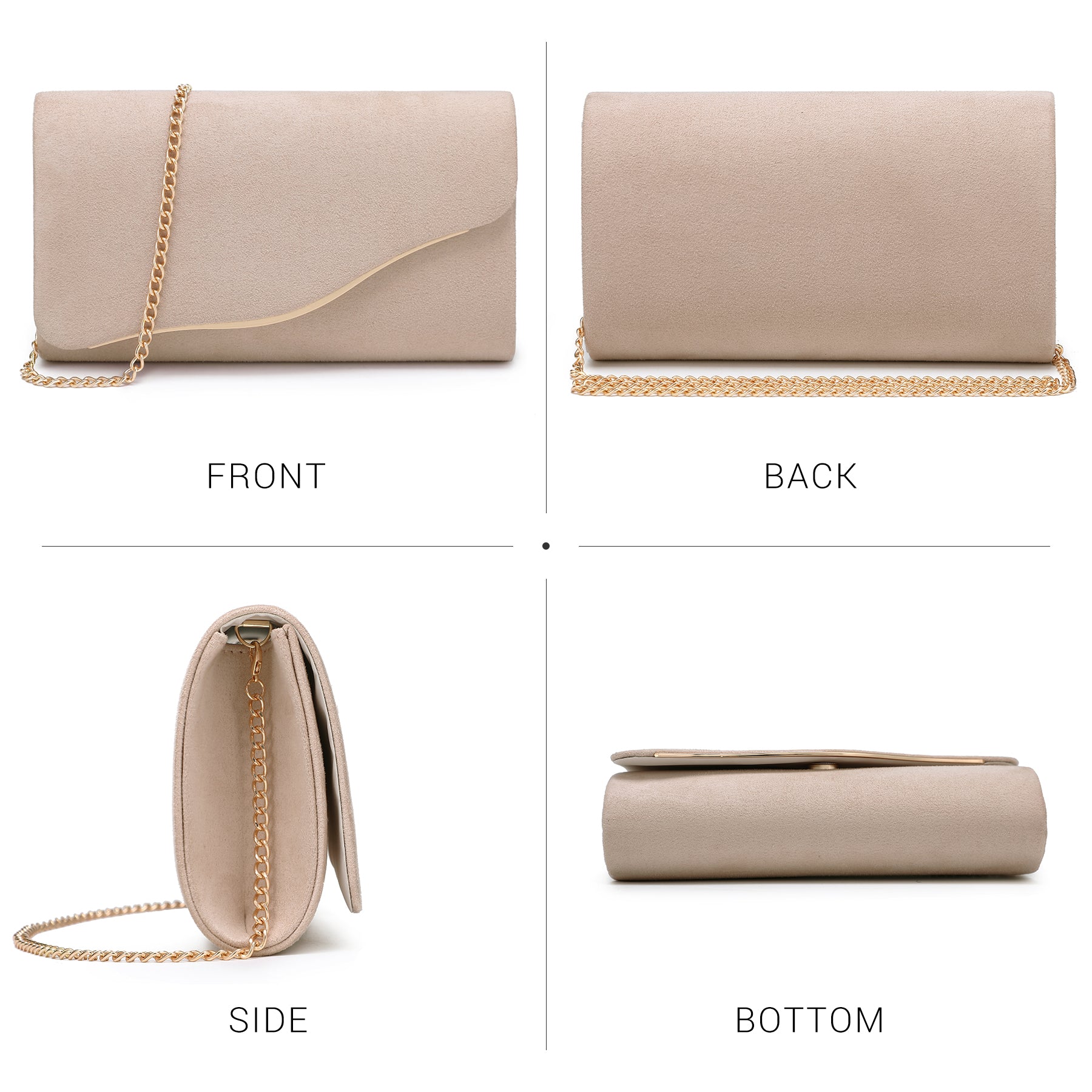 Faux Suede Evening Bag Clutch Purses for Women for Wedding Party Prom Formal Handbags with Shoulder Strap
