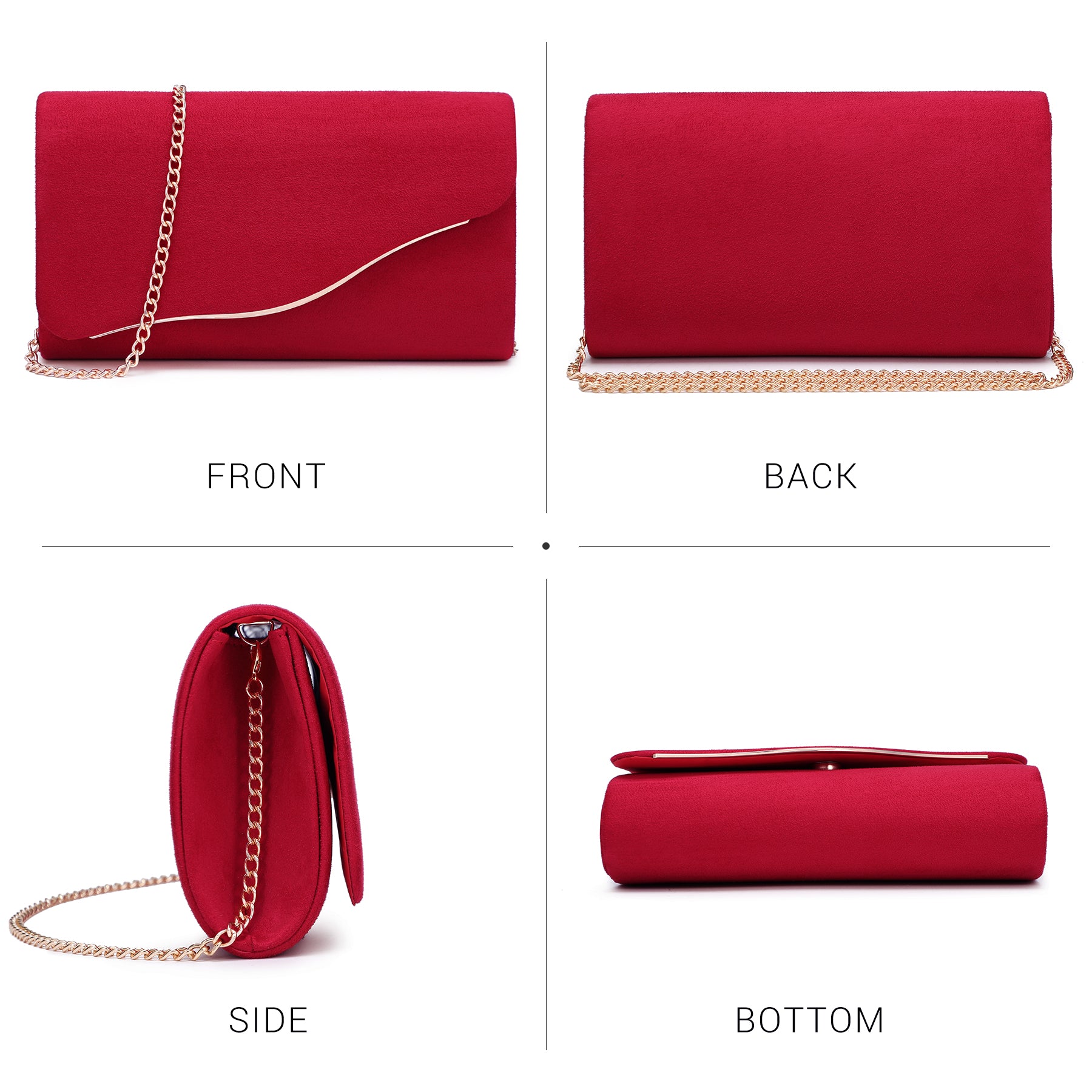 Faux Suede Evening Bag Clutch Purses for Women for Wedding Party Prom Formal Handbags with Shoulder Strap