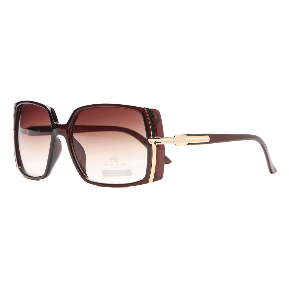 Dasein Square Frame Sunglasses with Gold Lined Accent Fashion Classic Sunglasses