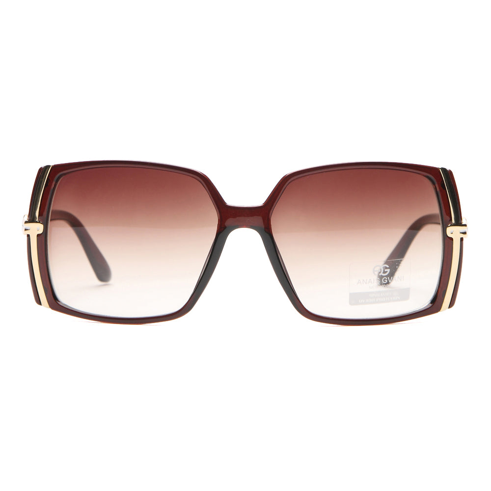 Dasein Square Frame Sunglasses with Gold Lined Accent Fashion Classic Sunglasses