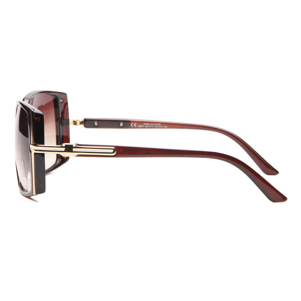 Dasein Square Frame Sunglasses with Gold Lined Accent Fashion Classic Sunglasses