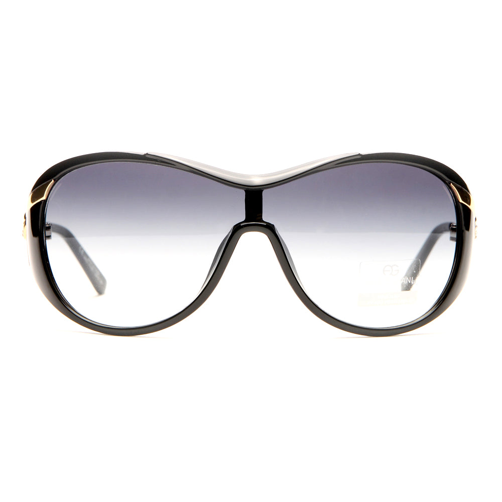 Dasein Glam Shield Classic Fashion Sunglasses with Gold Temple Accent