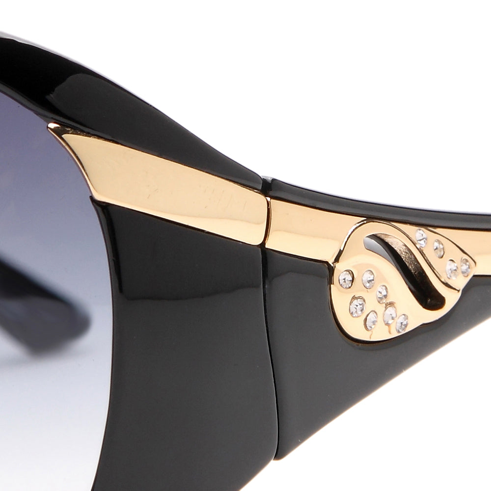 Dasein Glam Shield Classic Fashion Sunglasses with Gold Temple Accent