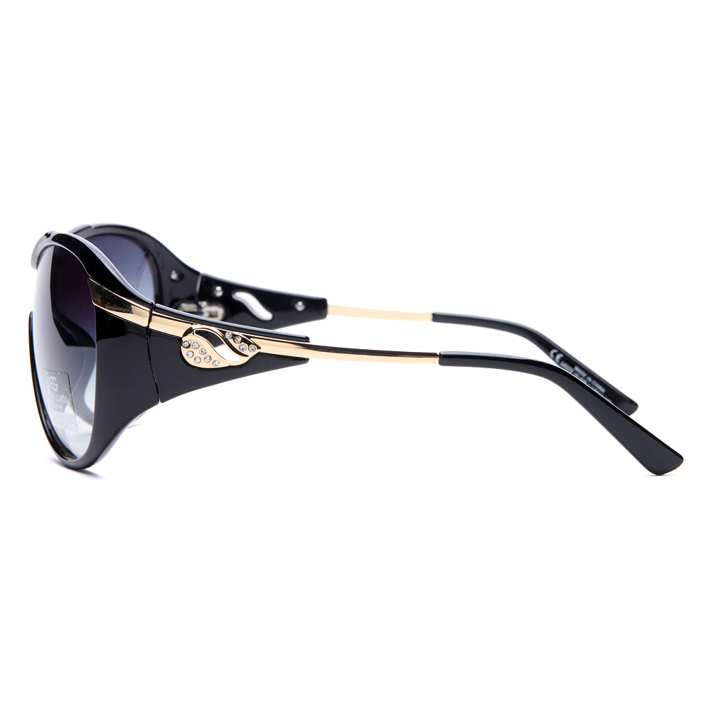 Dasein Glam Shield Classic Fashion Sunglasses with Gold Temple Accent