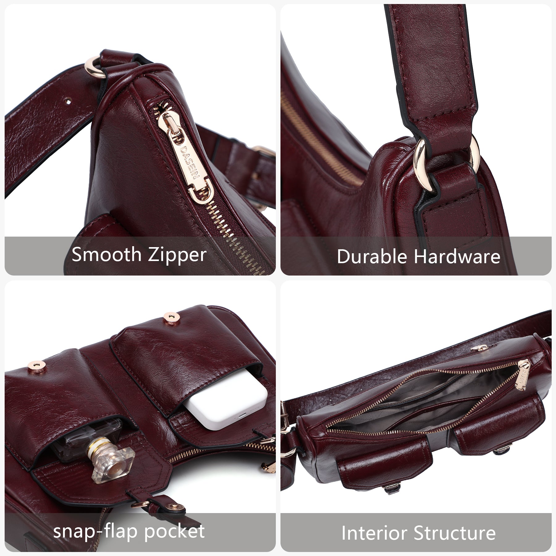 Retro Shoulder Purse for Women Faux Oiled Leather Hobo Bag Y2K Handbag with Buckle Pockets