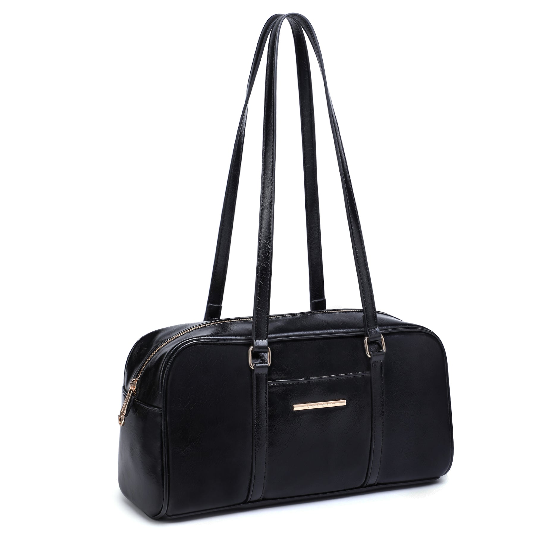 Faux Suede Shoulder Purses Retro Hobo Handbag Boston Style Bag East West Satchel for Women
