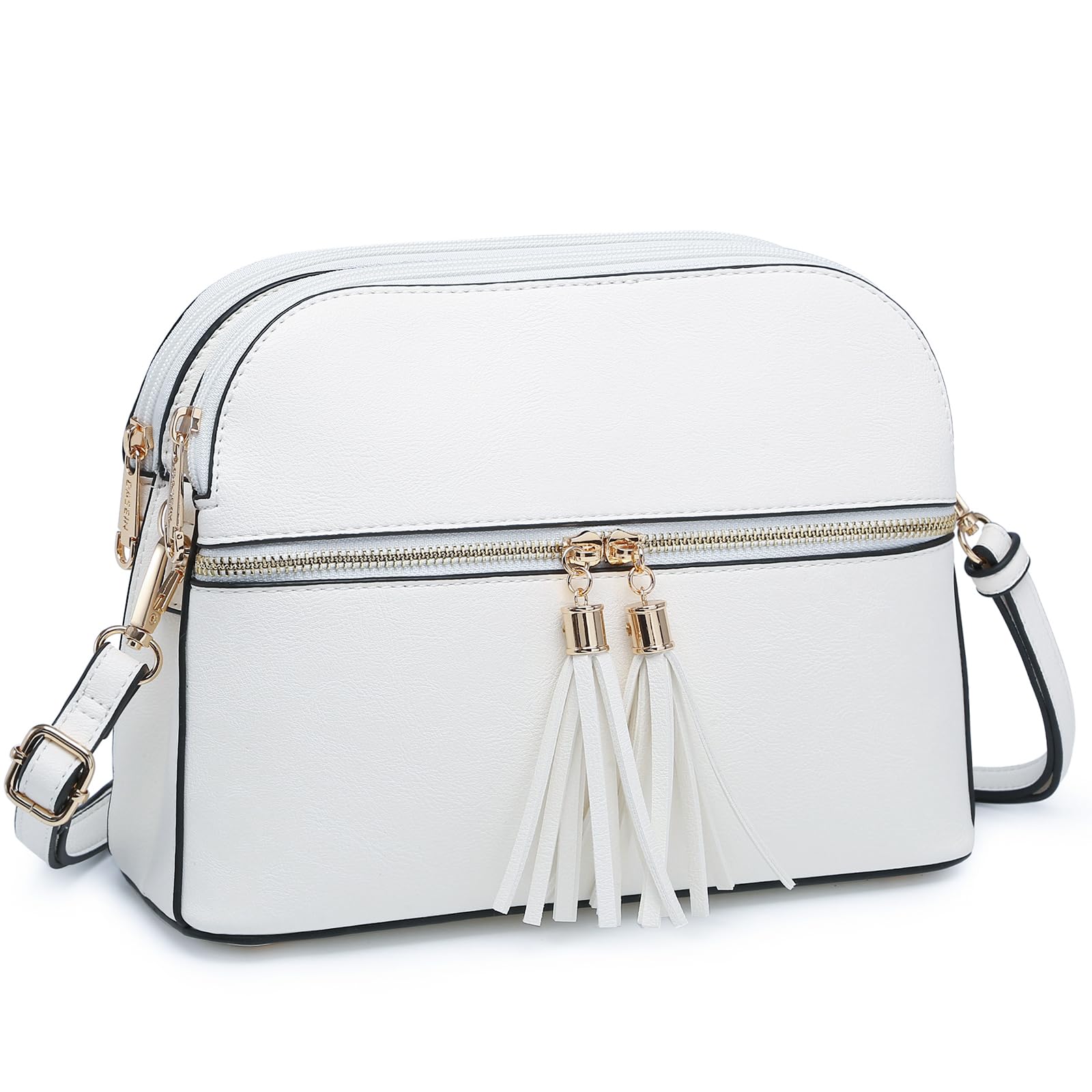 Women Tassel Zipper Pocket Crossbody Bag Shoulder Purse Fashion Travel Bag with Multi Pockets