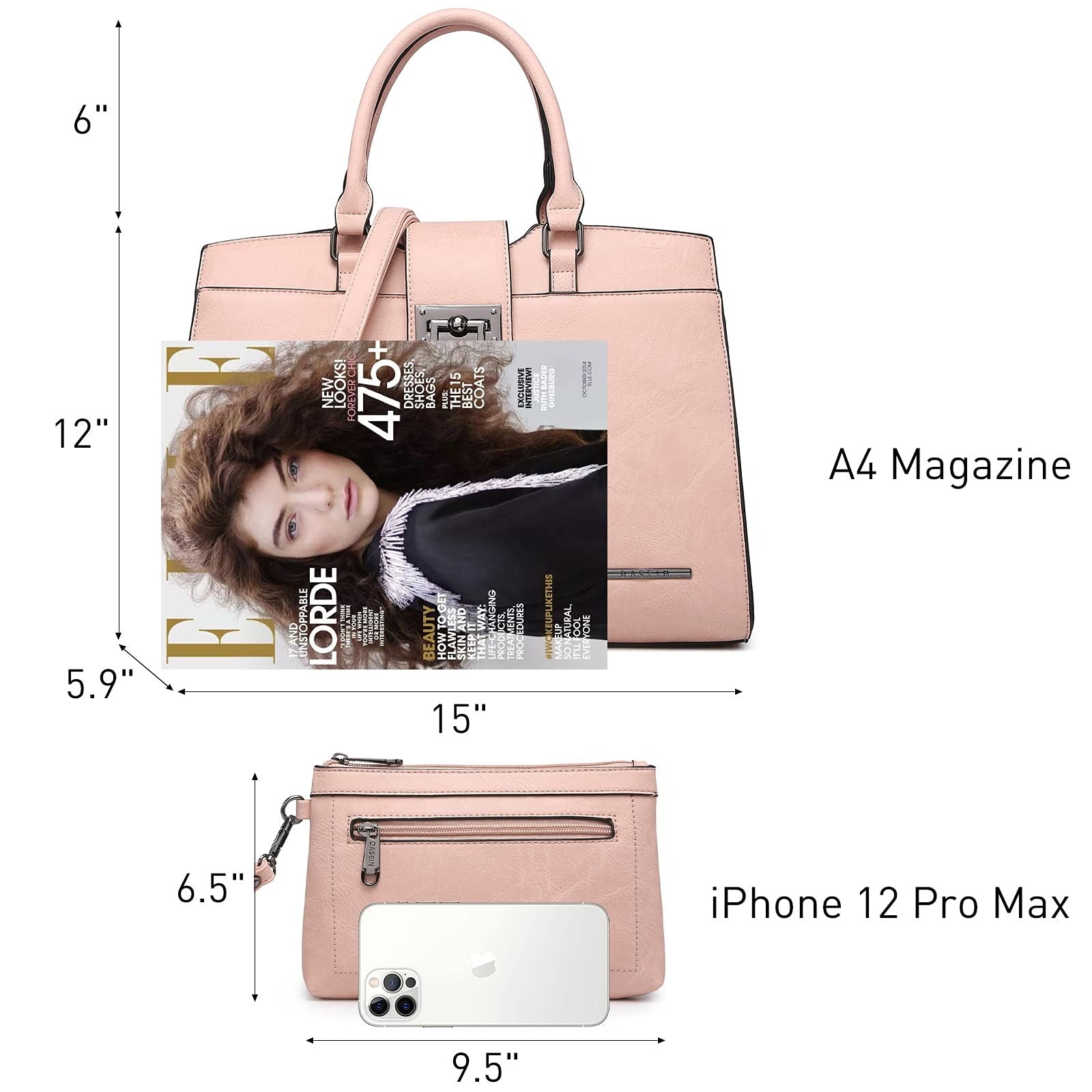 Handbags for Women Purses Monogram Satchel Purse Large Tote Ladies Handbag Shoulder Bags Top Handle Work Bag 2pcs Set