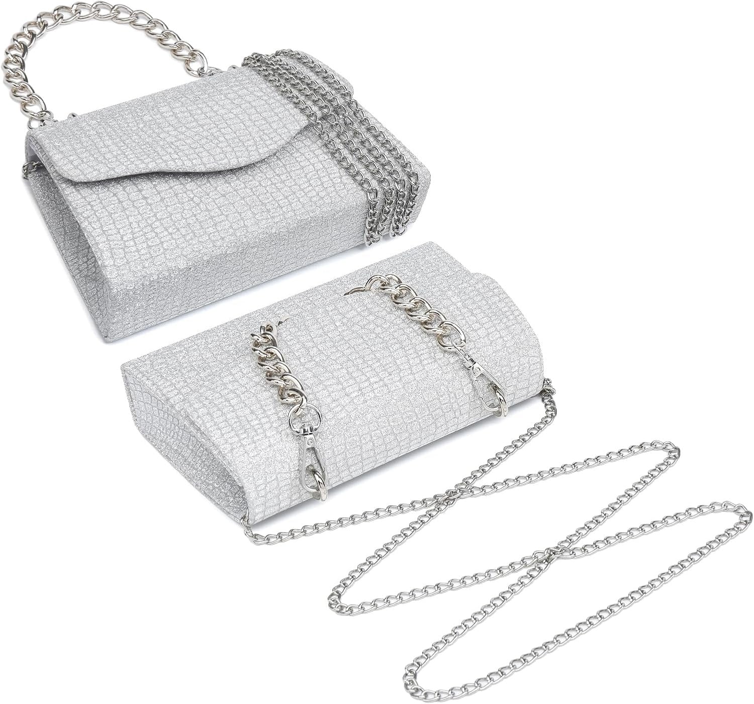 Women Sparkling Glitter Evening Handbag Top Handle Clutch Purse for Wedding Party Prom Cocktail Bridal