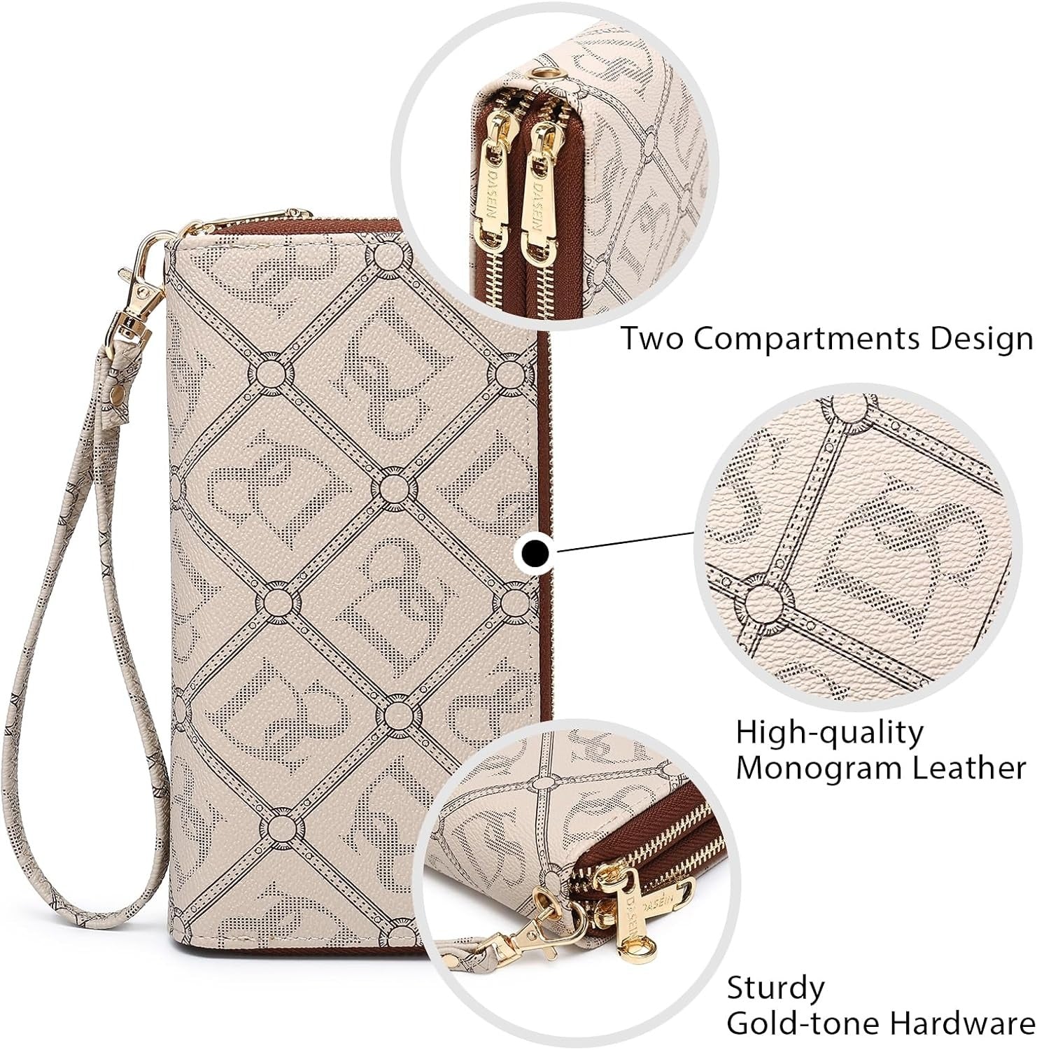 RFID Blocking Wallet Purse for Women Large Capacity Wristlet Clutch Bag Multi Card Holder Phone Case with Wrist Strap