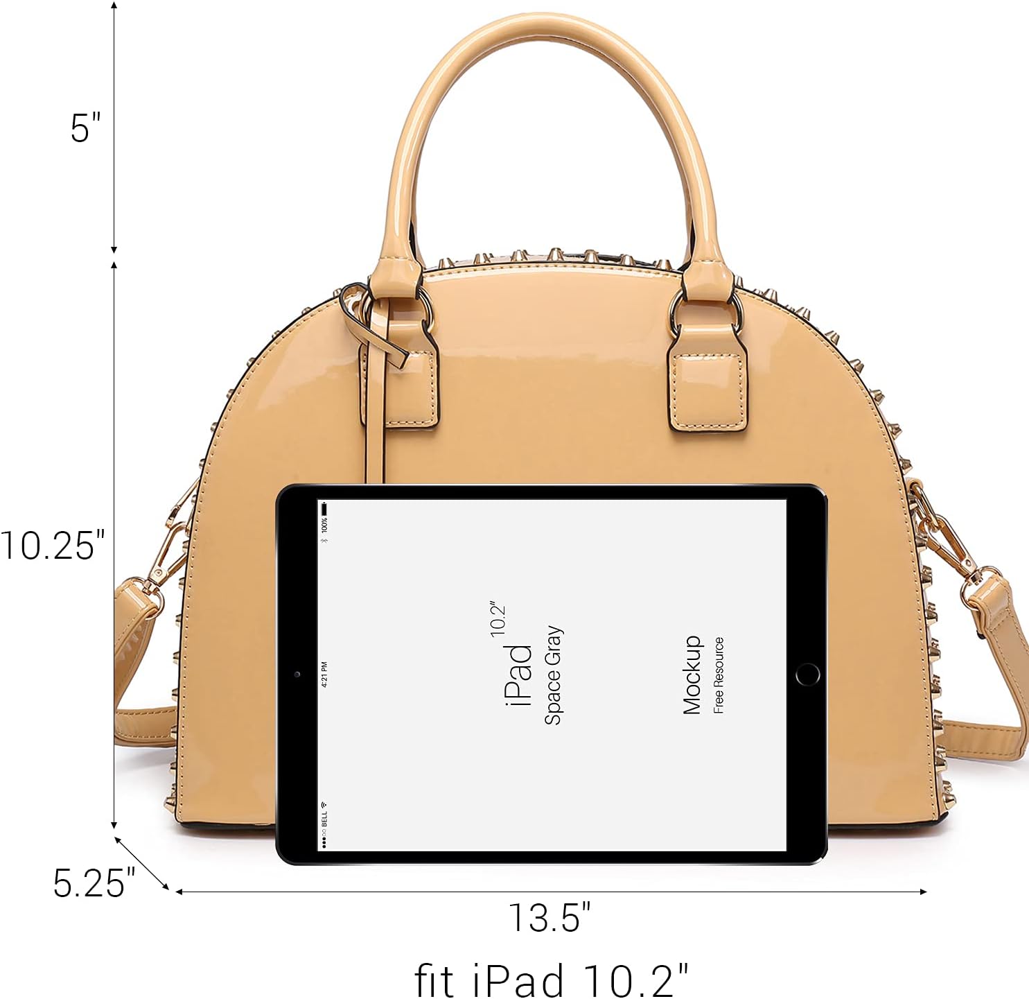 Women Patent Leather Purses Handbags Dome Satchel Purse Work Tote Structured Shoulder Bag with Long Strap