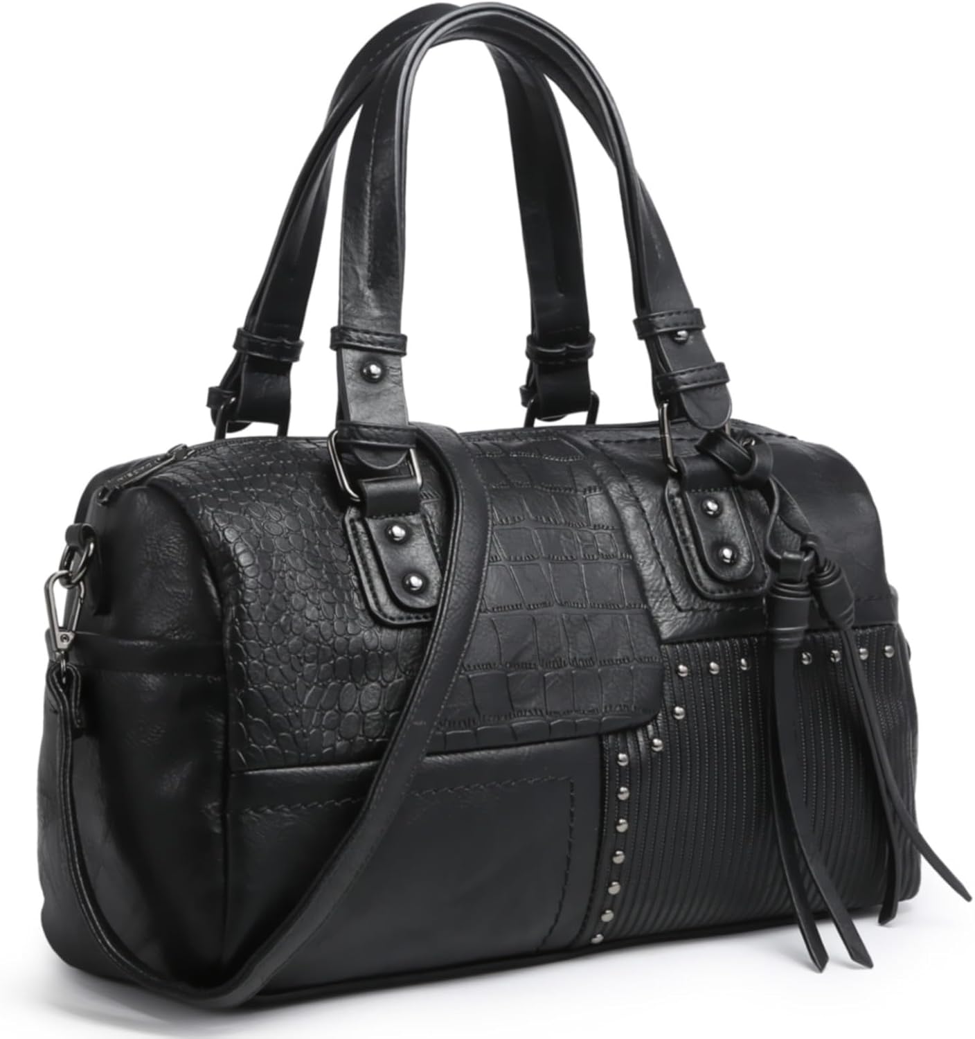 Women Soft Vegan Leather Barrel Bags Large Hobo Top Handle Work Totes Satchel Handbags Shoulder Purse
