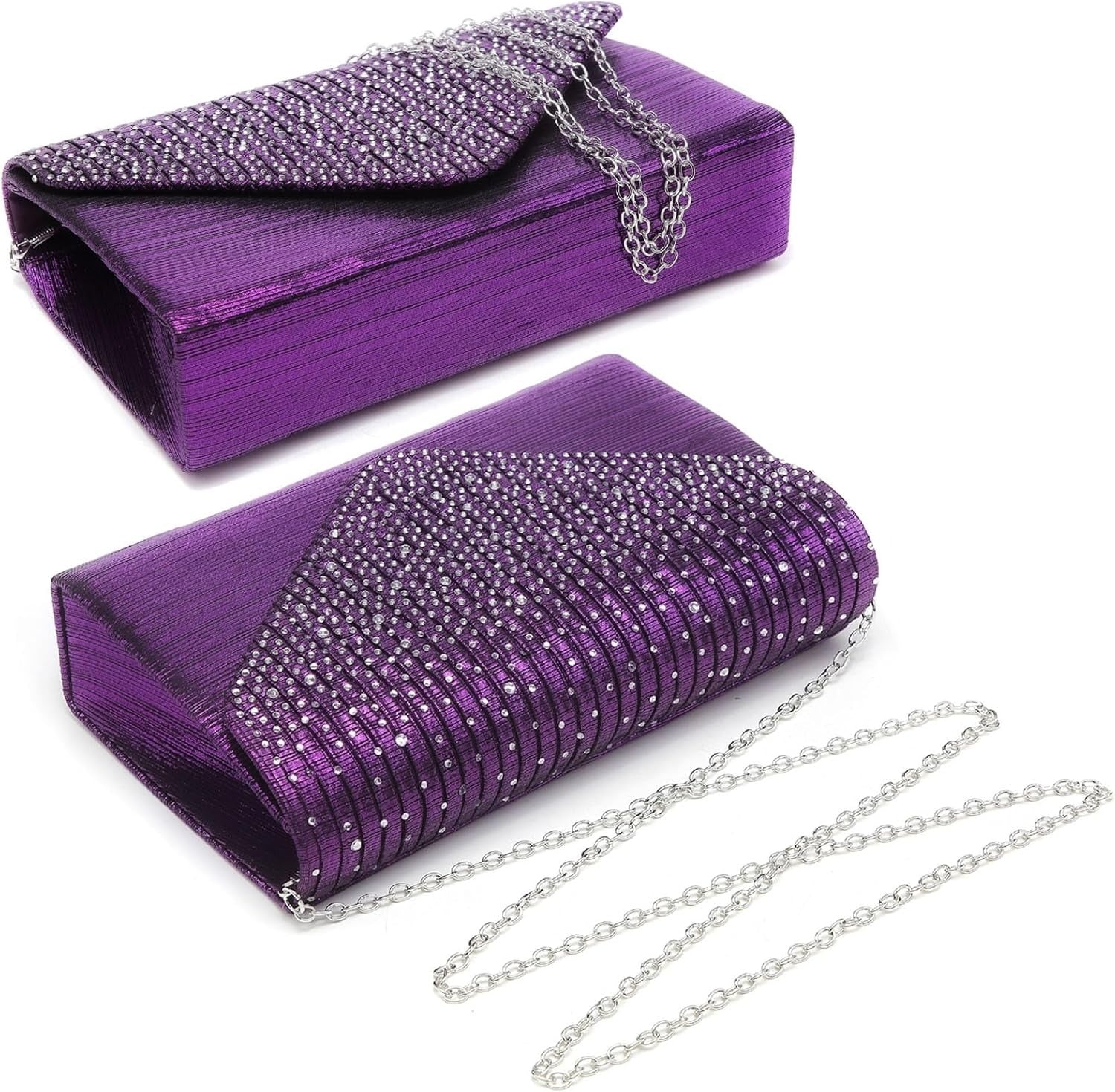 Ladies Frosted Satin Evening Clutch Purse Bag Crossbody Handbags Party Prom Wedding Envelope