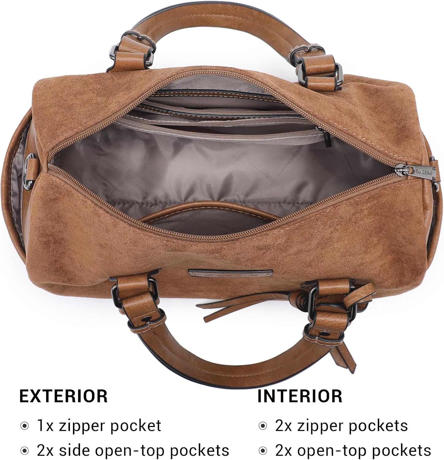 Women Suede Barrel Bags Large Hobo Top Handle Work Totes Satchel Handbags Shoulder Purse