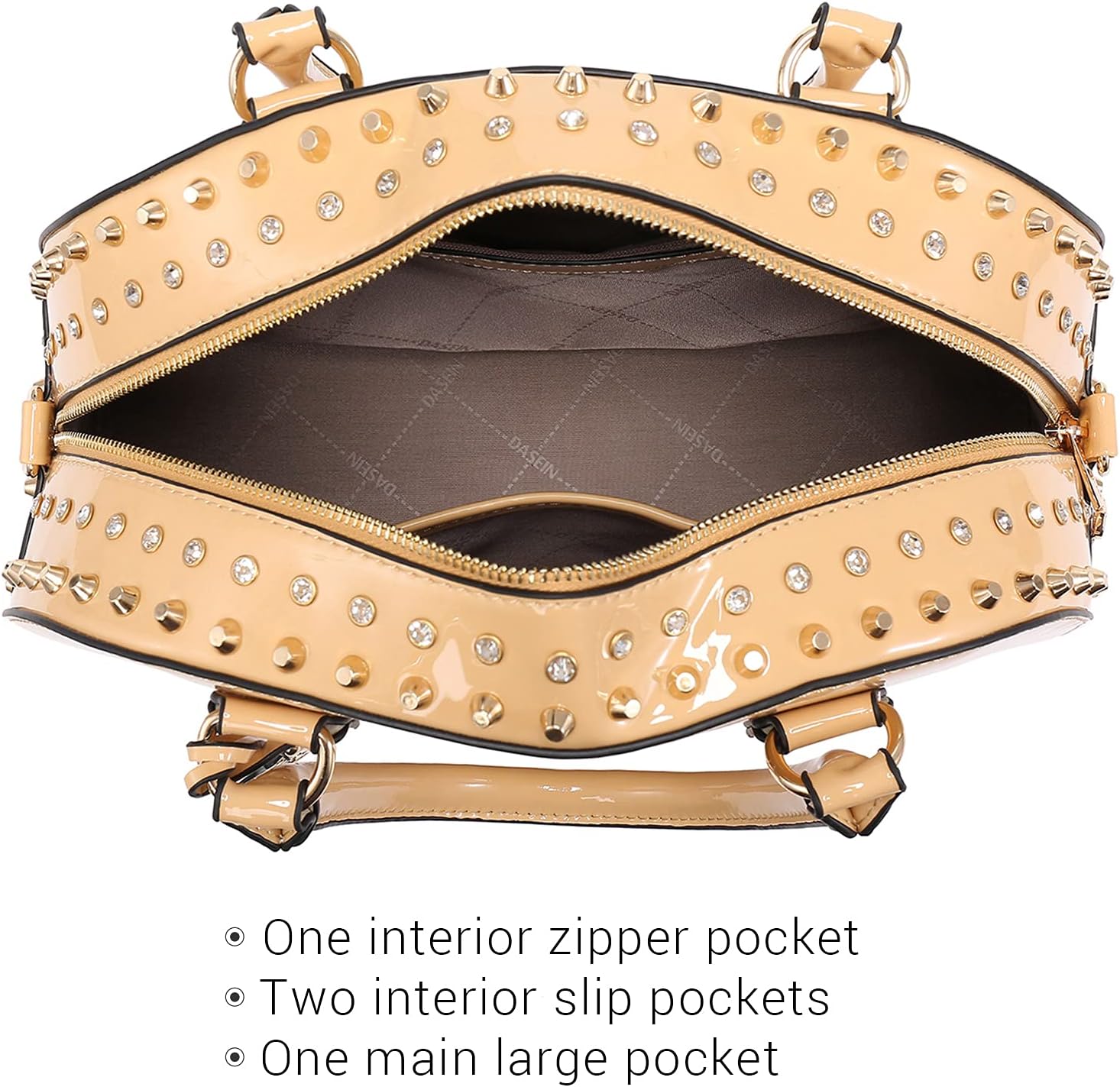 Women Patent Leather Purses Handbags Dome Satchel Purse Work Tote Structured Shoulder Bag with Long Strap