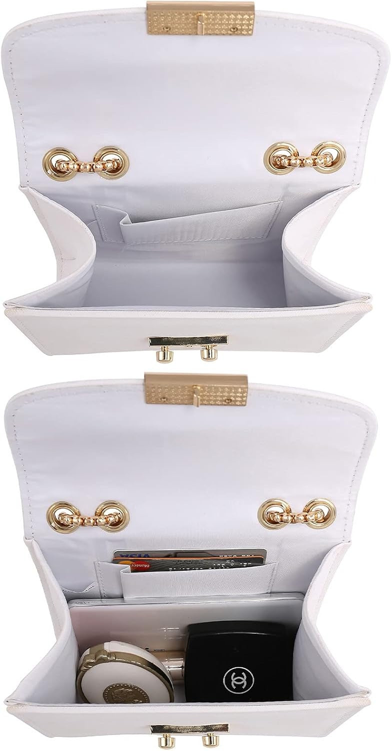 Women Small Crossbody Bag Designer Evening Bag Clutch Purse Handbag for Wedding/Prom/Party with Double Chain Strap | Small, Designer