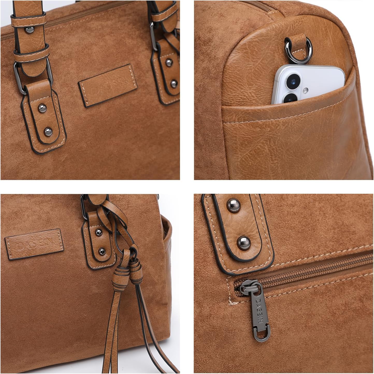 Women Suede Barrel Bags Large Hobo Top Handle Work Totes Satchel Handbags Shoulder Purse