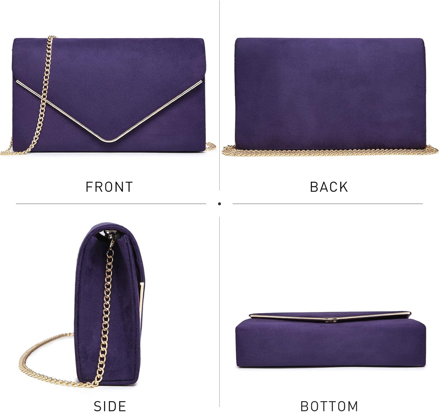 Women Faux Suede Evening Clutch Bags Formal Party Clutches Wedding Purses Cocktail Prom Clutches