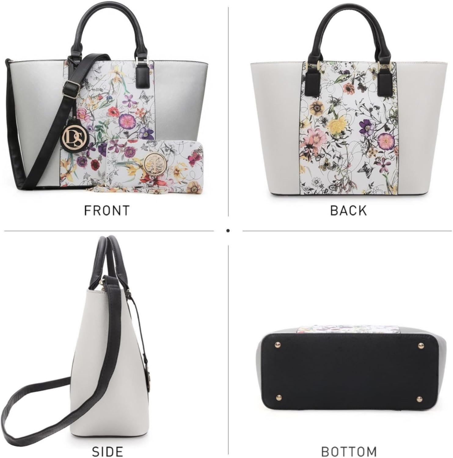 Satchel Purse Handbag for Women Large Shoulder Work Tote Bag With Matching Wallet