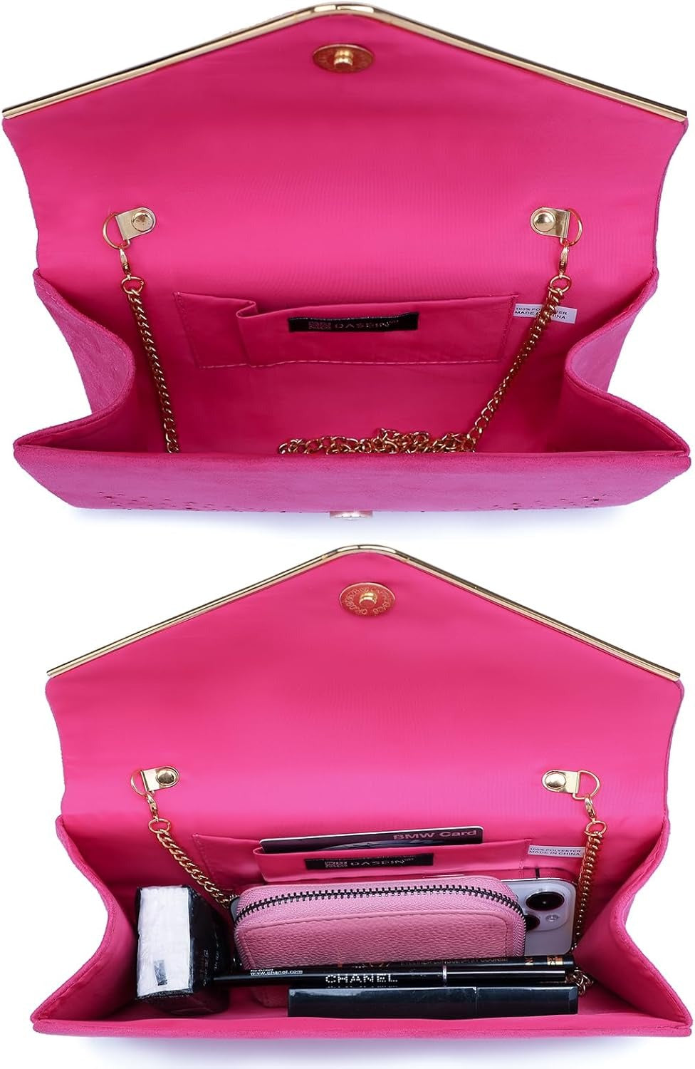 Women Rhinestone Evening Bag Faux Suede Clutch Formal Party Sparkly Purses Cocktail Wedding Handbag