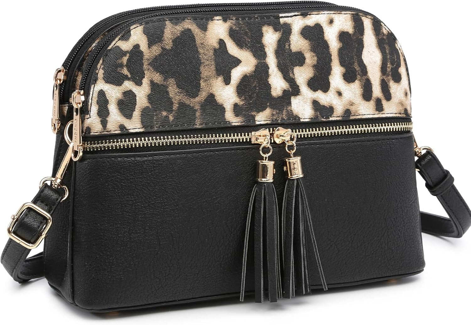 Women Tassel Zipper Pocket Crossbody Bag Shoulder Purse Fashion Travel Bag with Multi Pockets