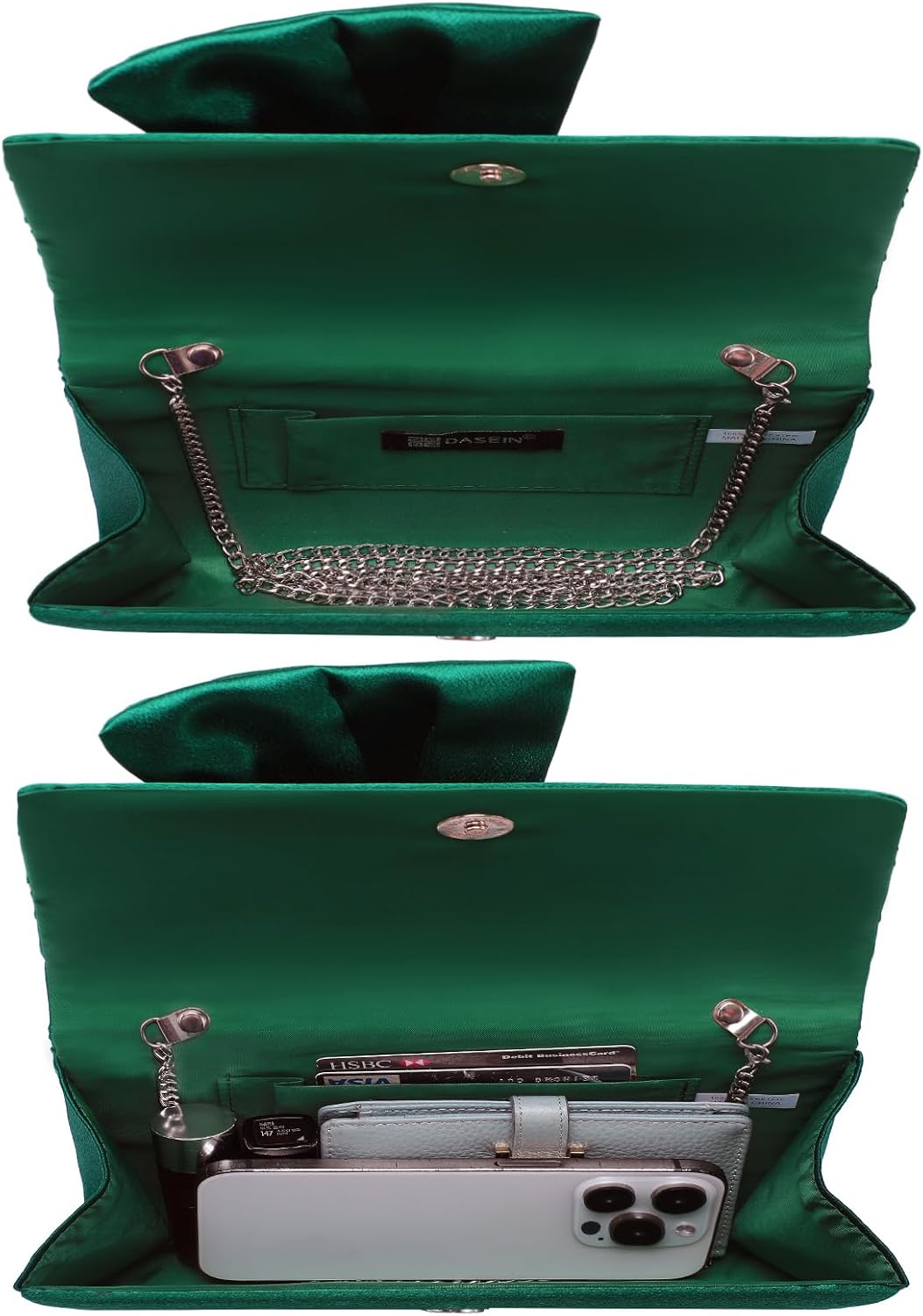 Women Elegant Satin Bow Flap Evening Bag Rhinestone Clutch Purse Handbag Formal/Wedding/Prom/Party