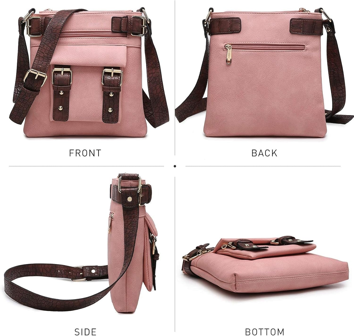 Women Lightweight Crossbody Bags Soft Vegan Leather Messenger Bag Shoulder Bag Travel Purse