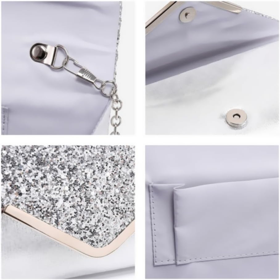 Women Evening Bags Formal Clutch Purses for Wedding Party Prom Handbags with Shoulder Strap and Glitter Flap | Formal, Wedding Party, Prom, with Shoulder Strap, Glitter Flap, Formal