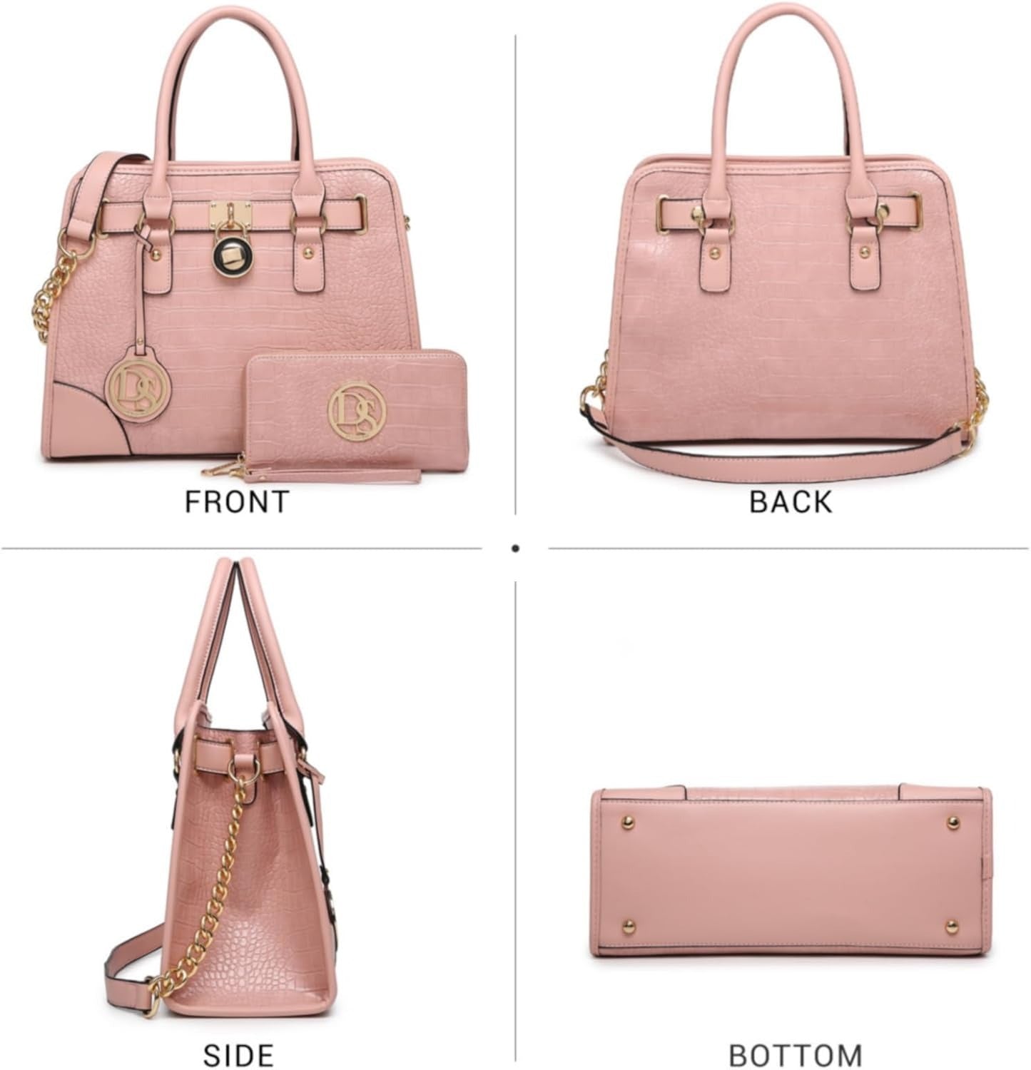 Women Handbags Top Handle Satchel Purse Shoulder Bag Hobo Bag Work Bag Set 2pcs