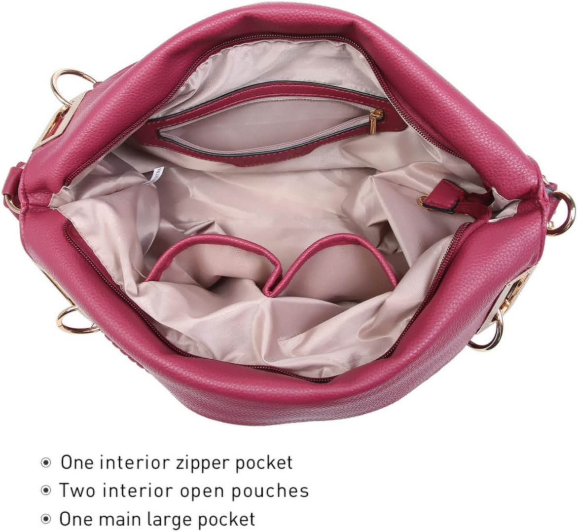 Women's Large Hobo Bag with Rhinestone Accents Vegan Leather Tote Purse Shoulder Handbag for Ladies