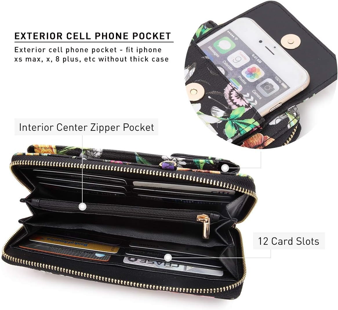Crossbody Bag Phone Purse Handbag for Women Shoulder Bag Credit Card Wristlet Wallet with Multi Pockets