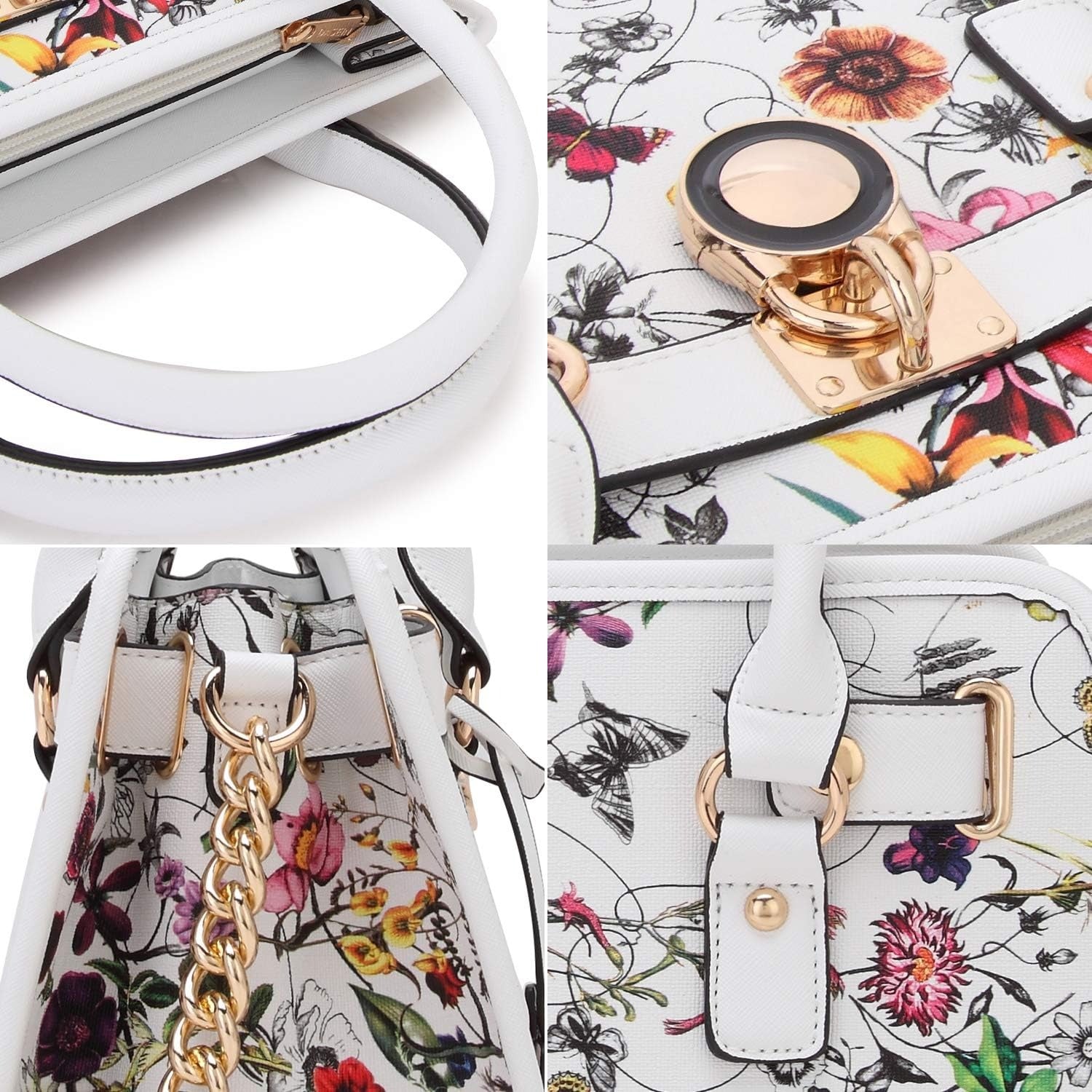 Women Flower Handbags Top Handle Satchel Purse Shoulder Bag Hobo Bag Work Bag Set