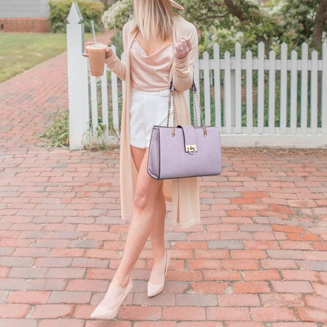 Leather Handbag Tote Hobo Bag for Women Shoulder Purse Top Handle Satchel Bag with Matching Clutch