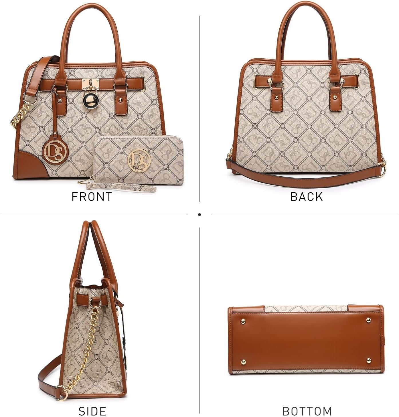 Women Handbags Top Handle Satchel Purse Shoulder Bag Hobo Bag Work Bag Set 2pcs