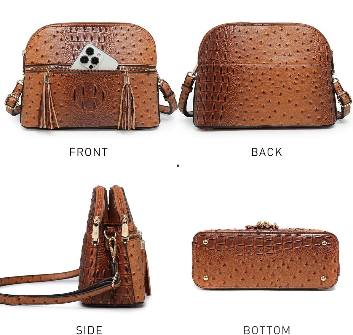 Women Tassel Zipper Pocket Crossbody Bag Shoulder Purse Fashion Travel Bag