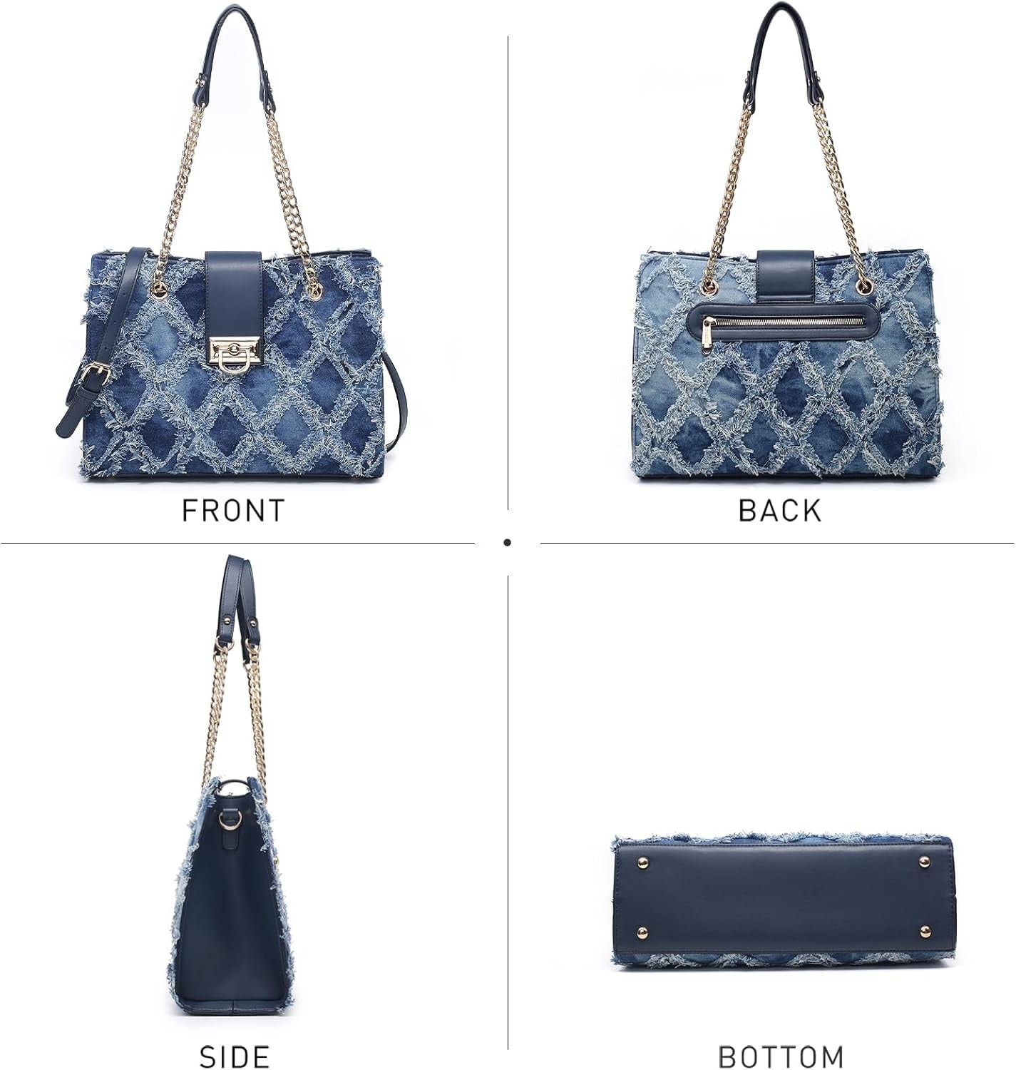 Leather Handbag Tote Hobo Bag for Women Shoulder Purse Top Handle Satchel Bag with Matching Clutch