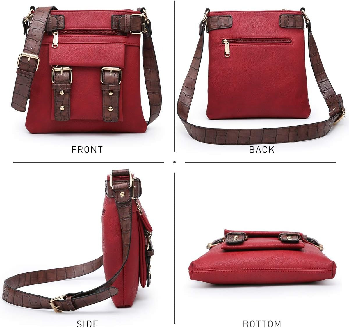 Women Lightweight Crossbody Bags Soft Vegan Leather Messenger Bag Shoulder Bag Travel Purse
