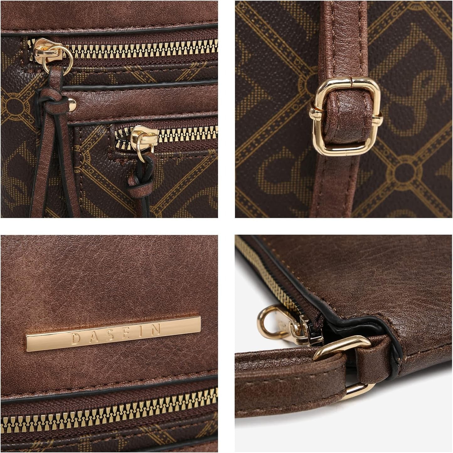 Crossbody Purse for Women Vegan Leather Shoulder Handbags Messenger Bags with Multi Zipper Pockets