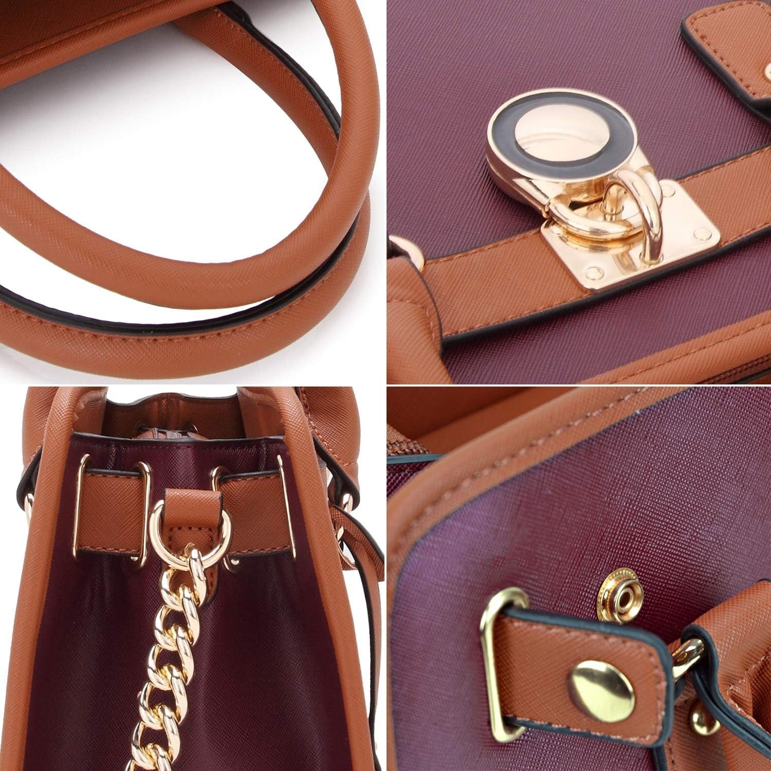 Women Handbags Top Handle Satchel Purse Shoulder Bag Hobo Bag Work Bag Set 2pcs