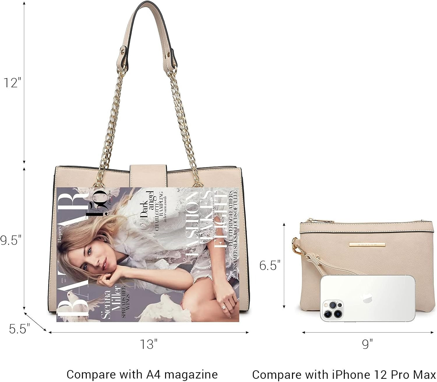 Leather Handbag Tote Hobo Bag for Women Shoulder Purse Top Handle Satchel Bag with Matching Clutch