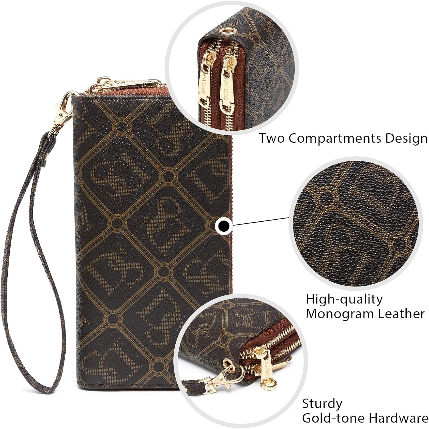 RFID Blocking Wallet Purse for Women Large Capacity Wristlet Clutch Bag Multi Card Holder Phone Case with Wrist Strap