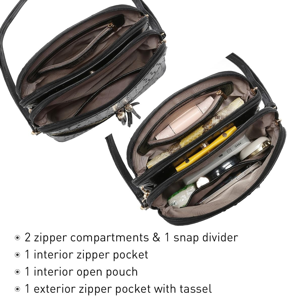 Women Tassel Zipper Pocket Crossbody Bag Shoulder Purse Fashion Travel Bag