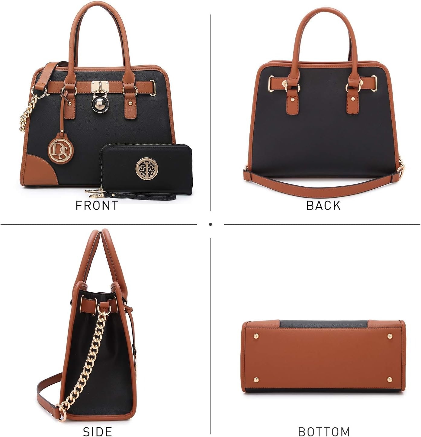 Women Handbags Top Handle Satchel Purse Shoulder Bag Hobo Bag Work Bag Set 2pcs