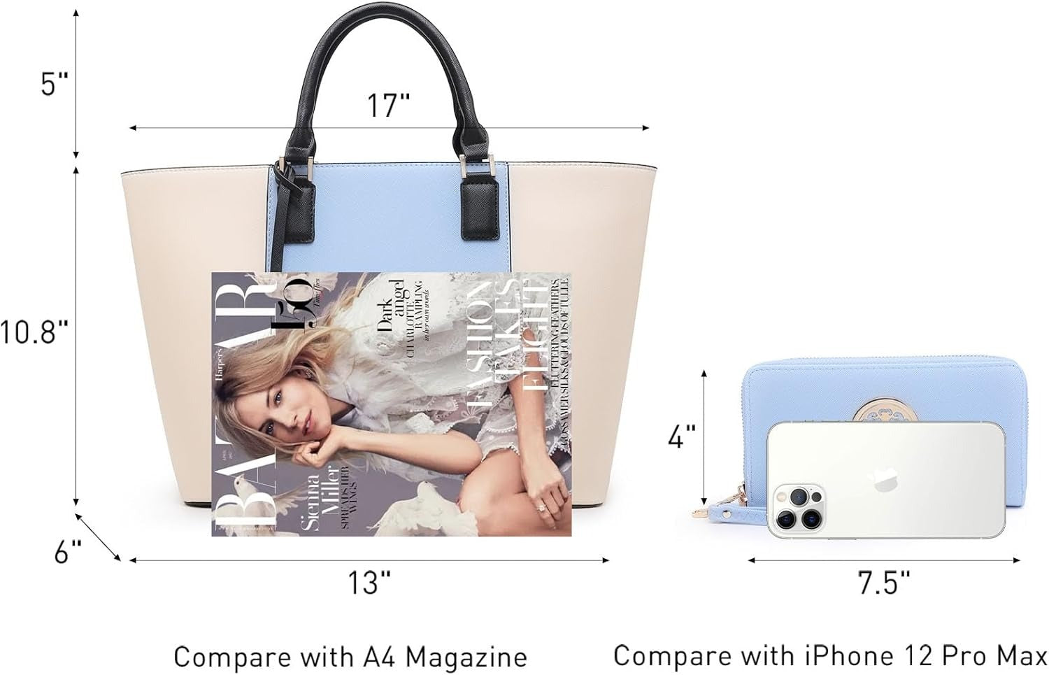 Satchel Purse Handbag for Women Large Shoulder Work Tote Bag With Matching Wallet