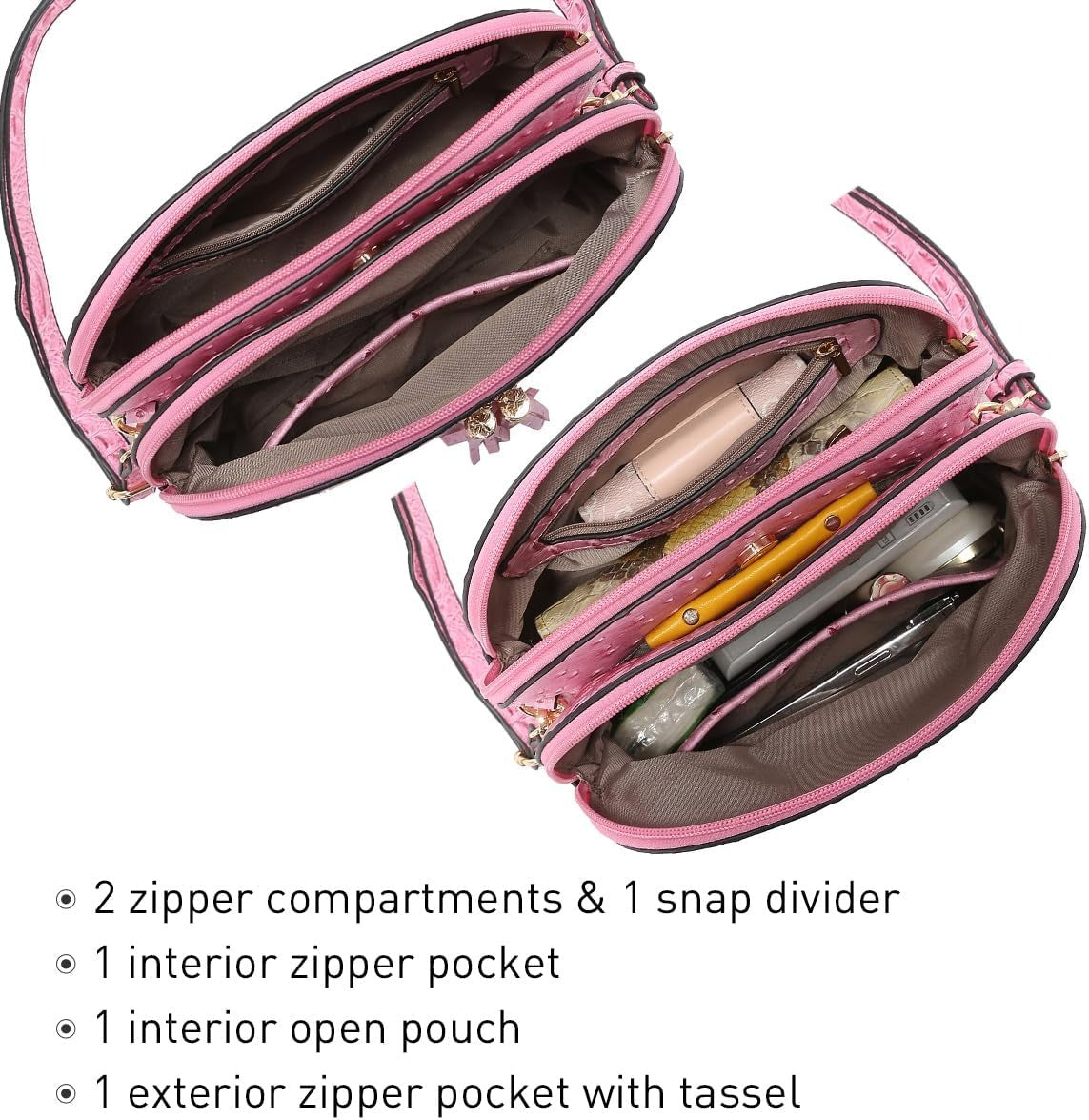 Women Tassel Zipper Pocket Crossbody Bag Shoulder Purse Fashion Travel Bag